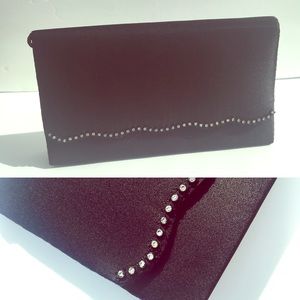 Classy Black Clutch with Rhinestones & strap